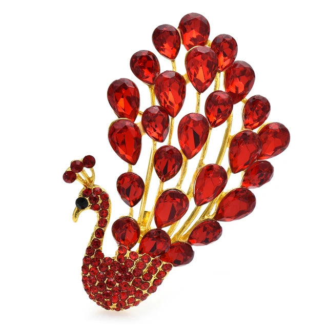 Broche Pavão Fumiko Vermelho