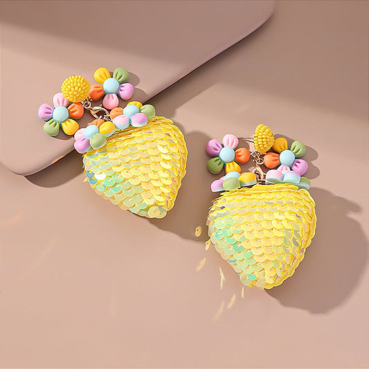 Brinco Pierrot Coração Amarelo